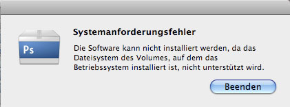 Photoshop Dateisystem nicht unterstützt auf OS X