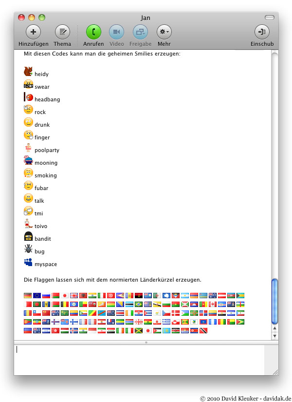 Geheime Emoticons, Smilies und Flaggen in Skype
